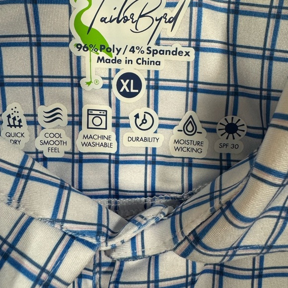 TAILORBYRD
Multi Mini Gingham Performance Polo sz XL NWT - Picture 3 of 5